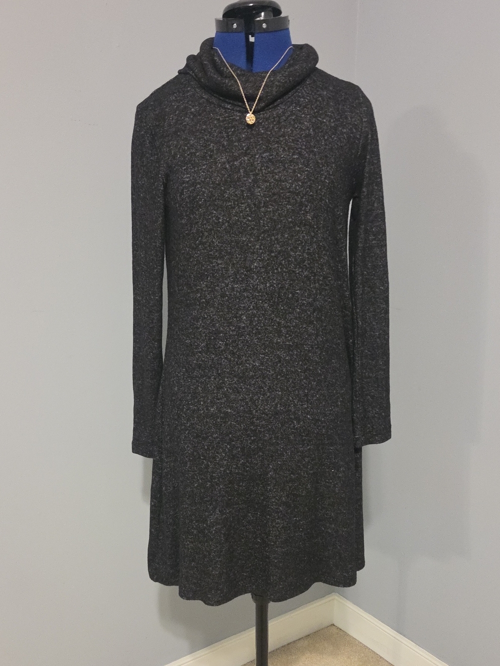 Market & Spruce Charcoal Cowl-Neck Long Sleeve Knit Dress